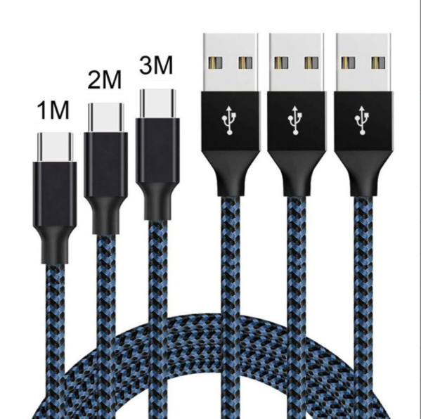 【2 Packs】Snake Braided Data Cable Set 2.4A Fast Charging Cable (3m Apple-Gray White)