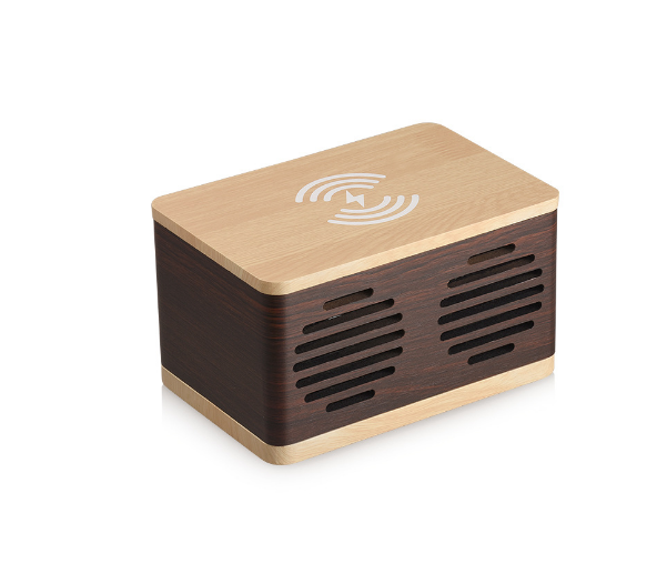 Wireless charging Bluetooth speaker splicing wood grain (Bluetooth + wireless charging English version)