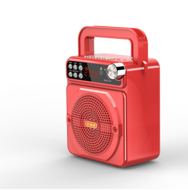 Bluetooth portable wireless audio (red-dual electric + remote control + strap + external wireless microphone + 32G)