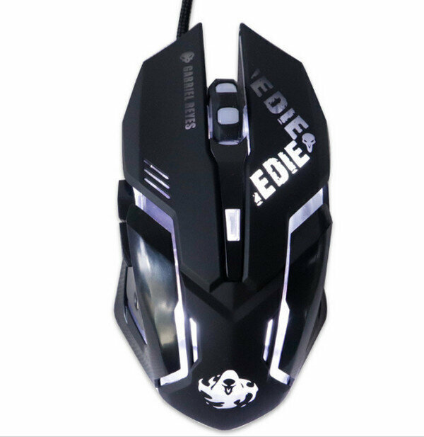 E-sports Gaming Luminous Mouse (VMO-161) - Black and white light with sound and wire