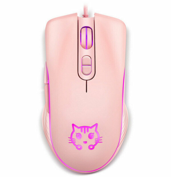 USB Wired Gaming Mouse (HMO-20) - Pink Colorful Mute