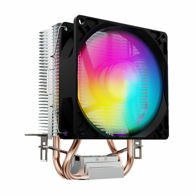 Desktop Chassis High Efficiency CPU Cooler Large Air Volume Silent Cooling Fan (Dual Copper Tube Color Star (RGB Color Change) Small 3pin Interface)