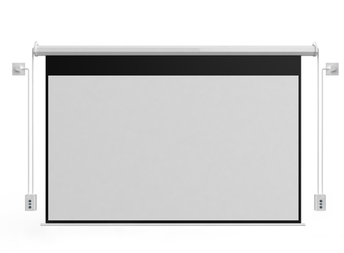High-definition two-way left and right power electric projection screen, anti-light, automatic lifting, remote control projector screen, 84-inch 16:9 two-way power electric white plastic screen