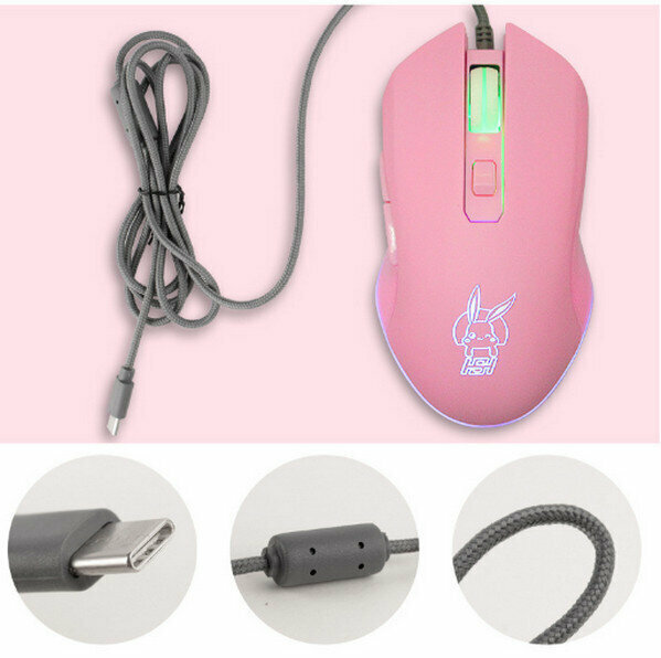 Wired Gaming Mouse - Pink TypeC