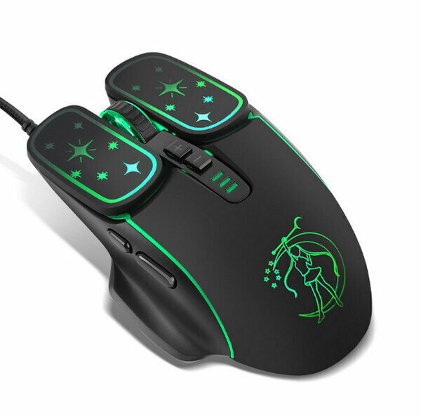 Professional E-sports Game Slide HMO-18/Mute/RGB Glowing Beautiful Girl-Wired Black