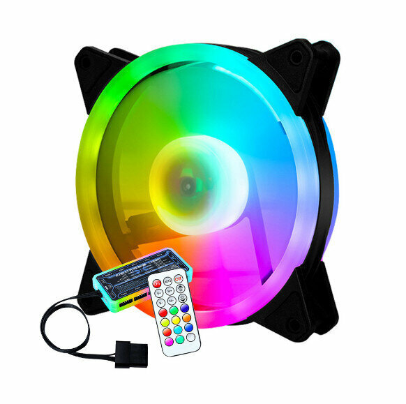 Desktop Computer Case Luminous Fan Cooling Fan (Dual Aperture Inner and Outer Luminous (Single Fan + One Set of Upgraded Controller))