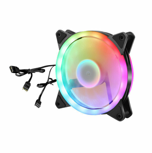 Desktop Computer Case Luminous Fan Cooling Fan (Dual Aperture Inner and Outer (5VARGB) Small 4pinPWM + Motherboard 3-pin)