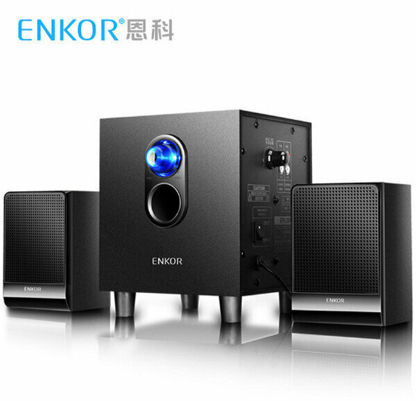 Wooden Multimedia Computer Speaker 2.1 Subwoofer - ENKOR E300