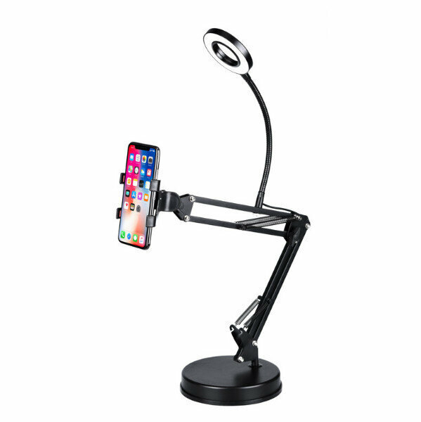 Mobile phone disc bracket desktop lazy bedside frame video live broadcast bracket cantilever mobile phone live bracket (single mobile phone model + fill light)