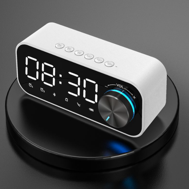 Desktop Bluetooth speaker (white-double alarm clock + night light + APP intelligent control)