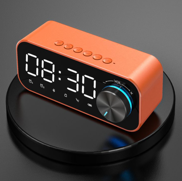 Desktop Bluetooth speaker (orange-double alarm clock + night light + APP intelligent control)