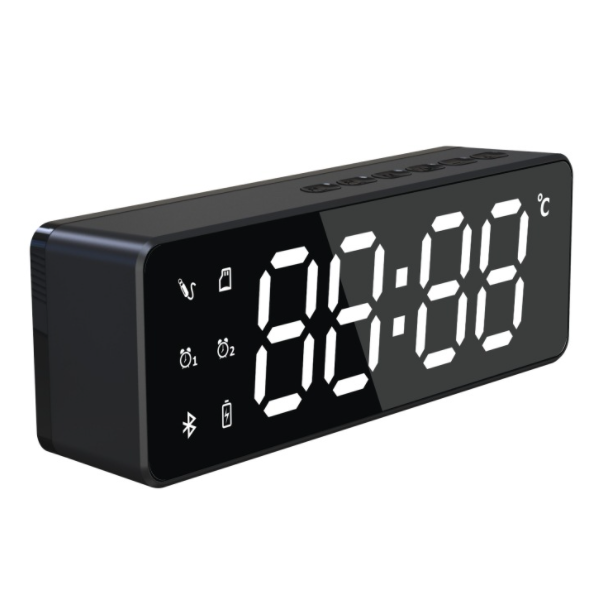 Desktop Bluetooth speaker (black single electric (dual alarm clock + temperature display))