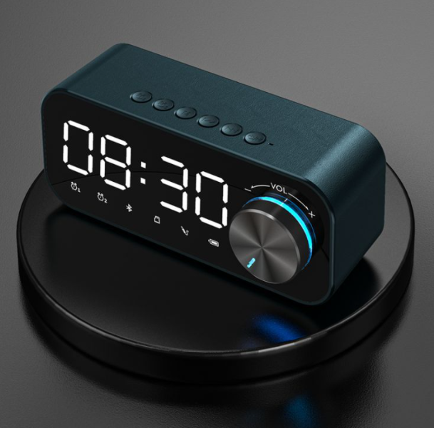 Desktop Bluetooth speaker (dark blue-dual alarm clock + night light + APP intelligent control)
