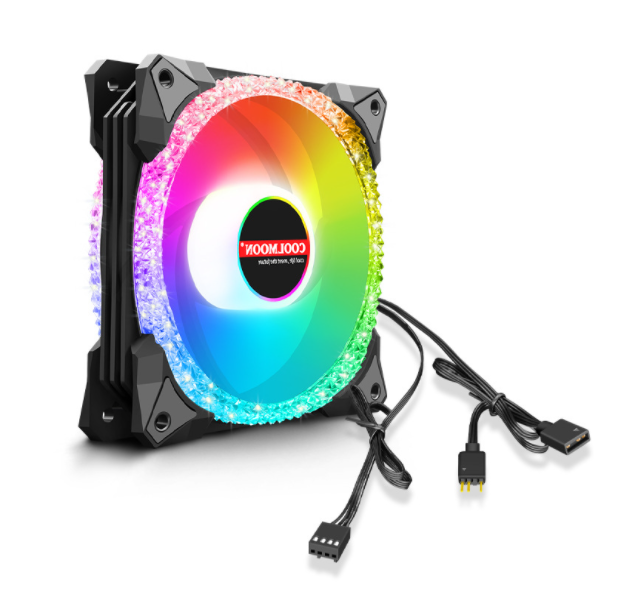 COOLMOON Temperature Control Cooling Fan 12CM Dual Aperture Computer Liquid Cooling 5V Shenguang Sync ARGB Case Fan(AS2 Temperature Control ARGB Black)