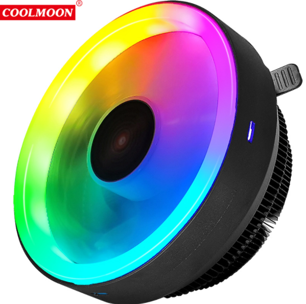 COOLMOON Colorful CPU CoolerDesktop PC Auto Color Change, Multi-platform Silent Cooling, CPU Fan (Light Cloud, Thick Aperture, RGB)