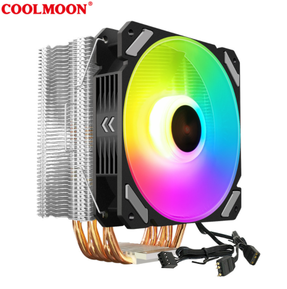 COOLMOON X5 Copper CPU Cooler RGB Synchronous Computer Heat Pipe Cooling CPU Fan (Frost X5 Single Fan [5V ARGB])
