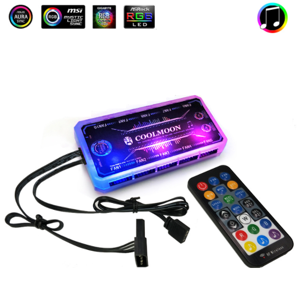 COOLMOON Light X 12cm Fan Multi-layer Luminous Silent Desktop Computer Case Cooling RGB Fan (Music Controller)