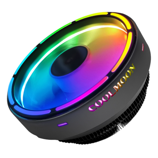 COOLMOON Colorful CPU CoolerDesktop PC Auto Color Change, Multi-platform Silent Cooling CPU Fan (Colorful Fine Aperture RGB)