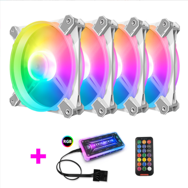 COOLMOON X3 Case Fan 12cm Silent ARGB Desktop Case Cooling Computer Fan (4 Battleframe X3 Fans + Standard Controller)