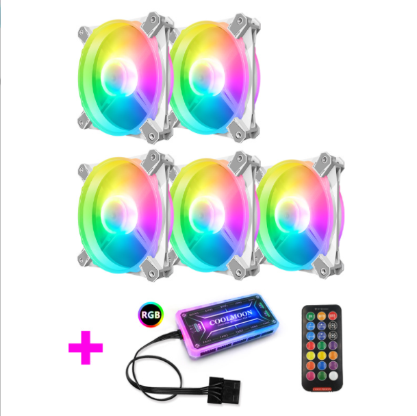 COOLMOON X3 Case Fan 12cm Silent ARGB Desktop Case Cooling Computer Fan (5 Fighters X3 Fans + Standard Controller)