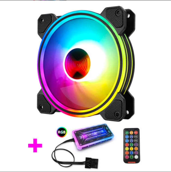 COOLMOON Ray X 12cm Fan Multi-layer Luminous Silent Desktop Computer Case Cooling RGB Fan (1 Ray X Fan + 1 Standard Controller)