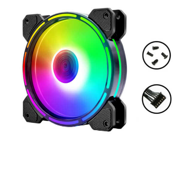 Optical Wheel 2 RGB Case Fan 12cm Desktop Computer Inner and Outer Illuminated Fine Aperture Silent Color-Changing Case Fan (Optical Wheel II Internal and External Illuminated Fan)
