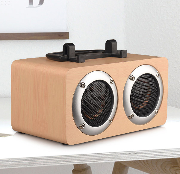 Portable Wooden Bluetooth Speaker Mobile Phone Wireless Computer Mini Speaker Yellow Wood Grain (English Version)