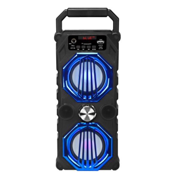 Dual Speaker Bluetooth Portable Lever Portable Card Colorful Light Speaker (Blue 13.2*11.1*32.6cm)