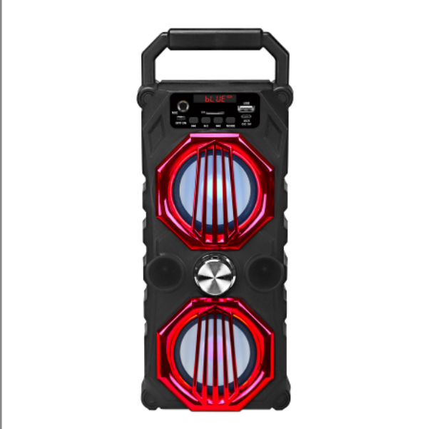 Double Speaker Bluetooth Portable Plug-in Card Colorful Light Speaker (Red 13.2*11.1*32.6cm)