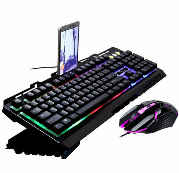 新款有線發光USB懸浮機械手感鍵鼠套裝(G700U+U)黑色
