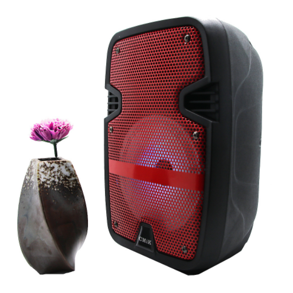 Portable Mobile Lever Colorful Light High Power Bluetooth Speaker (Red 20.0*16.0*30.0cm)