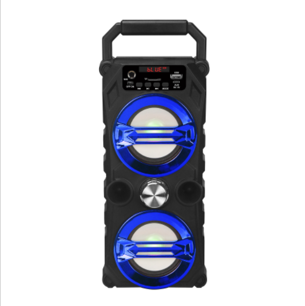 Colorful Lights Dual Speakers Outdoor Subwoofer with Light Wireless Bluetooth TWS Portable High Volume Speaker (Blue 13.2*11.1*32.6cm)