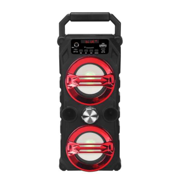 Colorful Lights Dual Speakers Outdoor Subwoofer with Light Wireless Bluetooth TWS Portable Large Volume Speaker (Red 13.2*11.1*32.6cm)