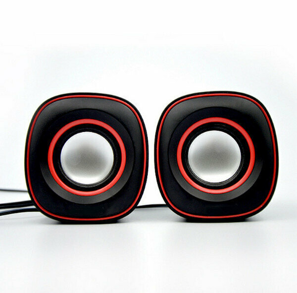 USB Subwoofer Mini Multimedia Speaker - Little Q Egg D015- Black and Red