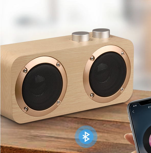 Wooden Home Bluetooth Speaker U Pan Wireless Card Retro Audio Yellow Wood Grain (Export Version)