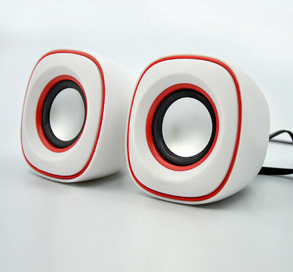 USB Subwoofer Mini Multimedia Speaker - Little Q Egg D015- White Red