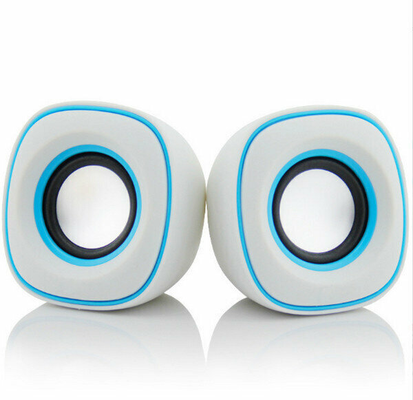 USB Subwoofer Mini Multimedia Speaker - Little Q Egg D015- White Blue