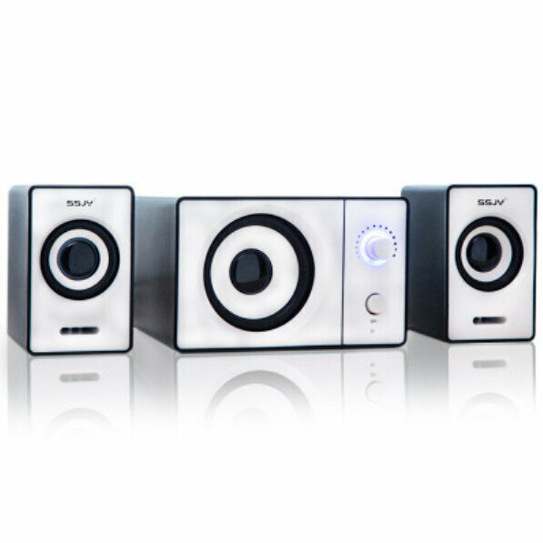 Home Computer Audio, Mobile Phone, Small Speaker, Notebook, Desktop, 2.1, Mini USB Subwoofer (Black & White)