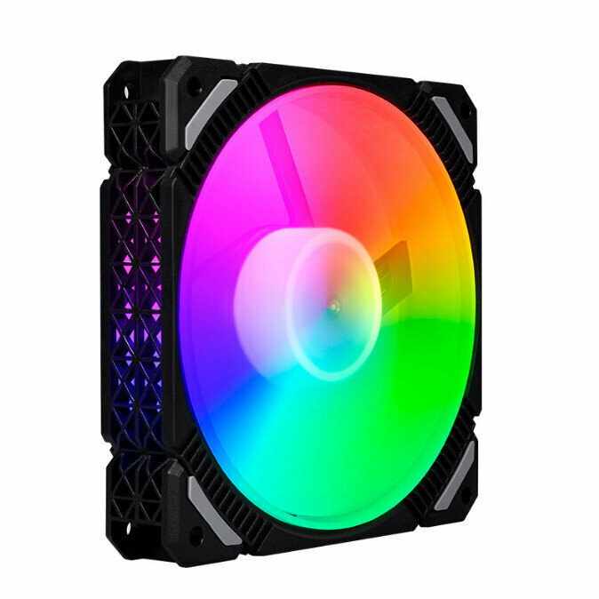 Computer case RGB color-changing radiator Large airflow silent cooling fan (black frame automatic color (large 4pin)