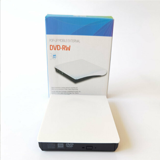 USB3.0 External Optical Drive DVD Burner Optical Drive USB Mobile Drive All-in-One (White DVD-RW)