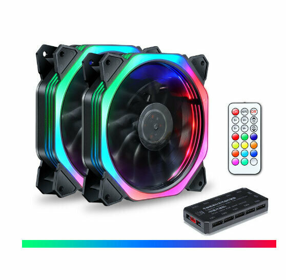 Computer Case Fan Illuminated Chassis Fan (Rubik's Cube RGB/2 Fan Matching)