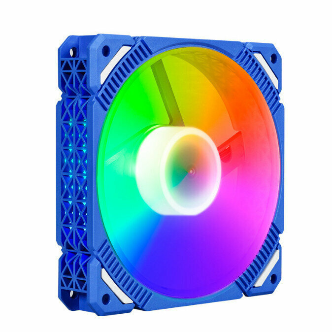 Computer case RGB color-changing radiator Large airflow silent cooling fan (blue frame rgb automatic color)