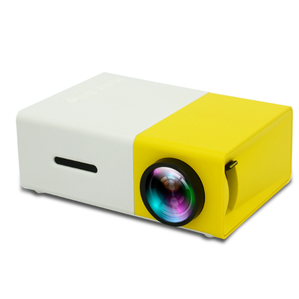 YG300 Micro Mini Projector Home LED Portable Small HD 1080P Home Projector (Yellow & White.)