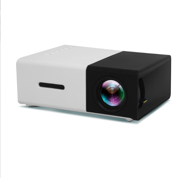YG300 Micro Mini Projector Home LED Portable Small HD 1080P Home Projector (Black & White)