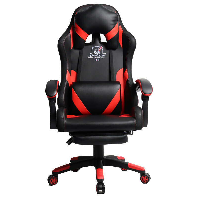 Gaming chair can lie 180 degrees (black and red reclining pedal model)