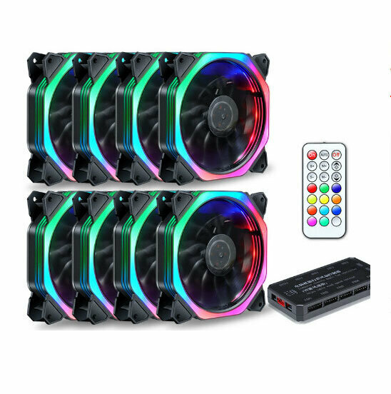 Computer Case Fan Illuminated Chassis Fan (Rubik's Cube RGB/8 Fan Matching)
