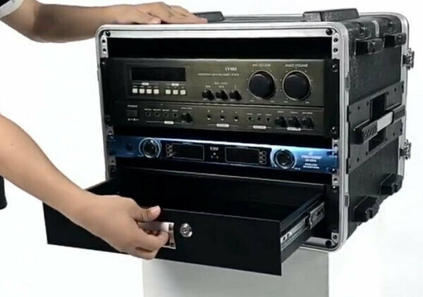 ABS Plastic Portable Flight Case/Amplifier Cabinet - 6U Long (43CM Deep) Single Door + Anti-collision Cotton