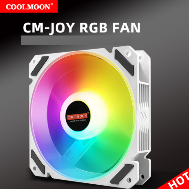 Cool Moon JOY Case Fan 12cm Desktop Computer Radiator Silent LED White Luminous RGB Fan (Single JOY Fan [Requires Controller])