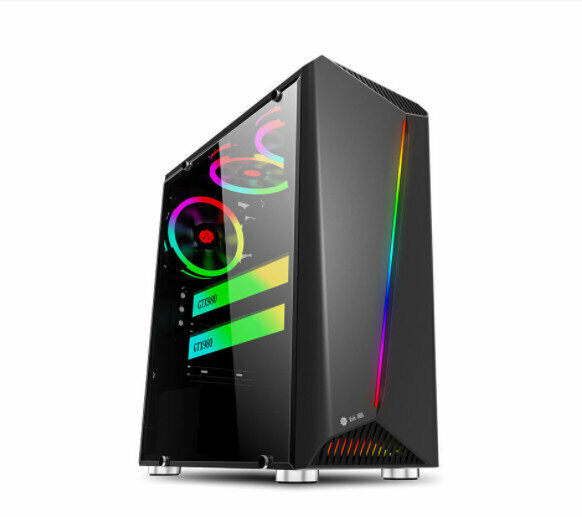 Streamer Computer Chassis Desktop DIY Full Side Transparent RGB Game Water Cooling ATX Large Board (Streamer Black)