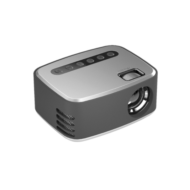 T20 Mini Wireless Mobile Phone Projector Home LED Small Portable Projector 1080P HD Projection (Silver Black-Pu Version(Can't Connect to Mobile Phone))
